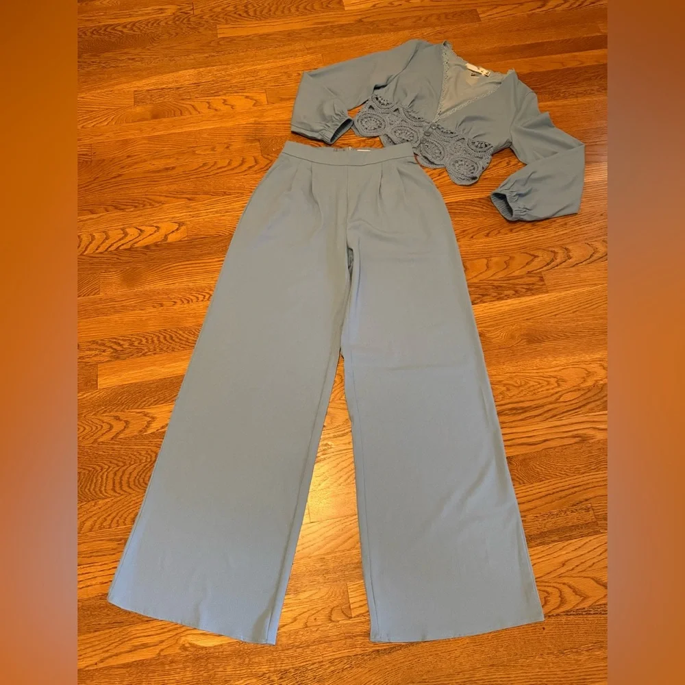 Nwt  two piece wide leg pants and long sleeve matching top size M - Picture 6 of 16